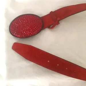 Accessories | Y2k Vintage Red Suede Belt With Large Red  display picture 1